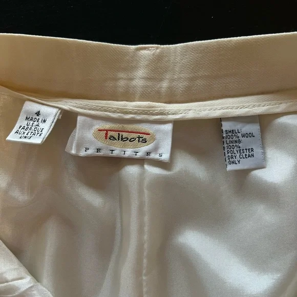 Talbot’s Wool Crepe Size 4 Petite Cream/Butter 100% Wool Trouser - Picture 9 of 10